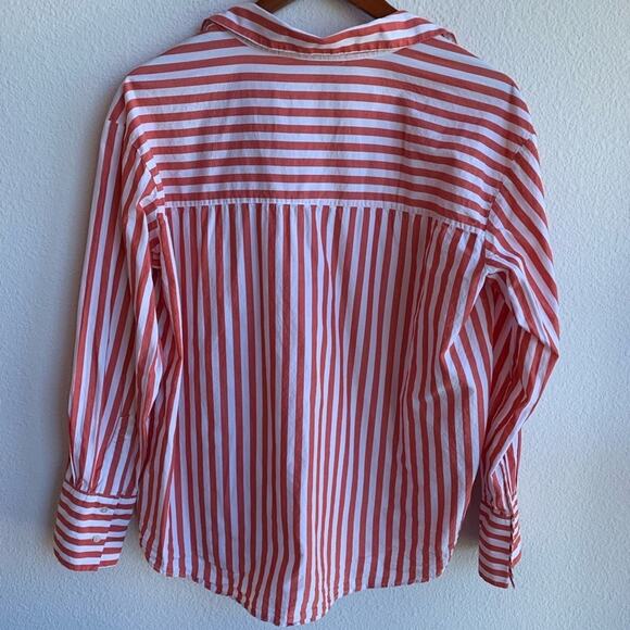 Zara Woman Orange Stripe Top Off Shoulder Button Front Blogger XS - Picture 6 of 6